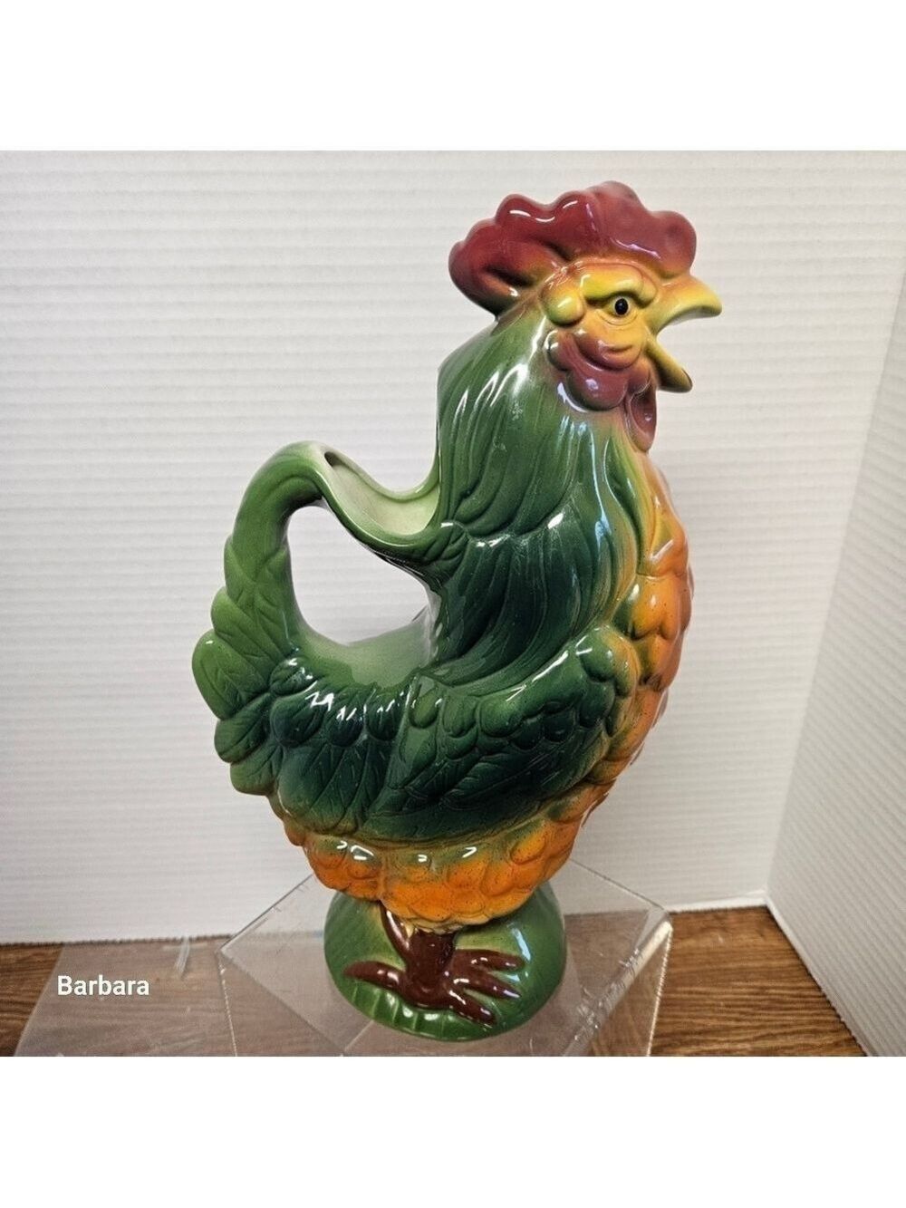 Vintage 40s St Clément Barbotine Rooster Pitcher